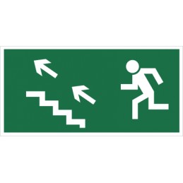 Kierunek do wyjścia drogi ewakuacyjnej schodami w górę (na lewo)