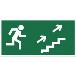 Kierunek do wyjścia drogi ewakuacyjnej schodami w górę (na prawo)