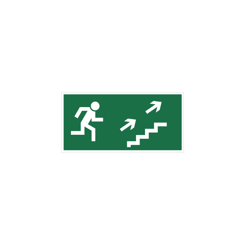 Kierunek do wyjścia drogi ewakuacyjnej schodami w górę (na prawo)
